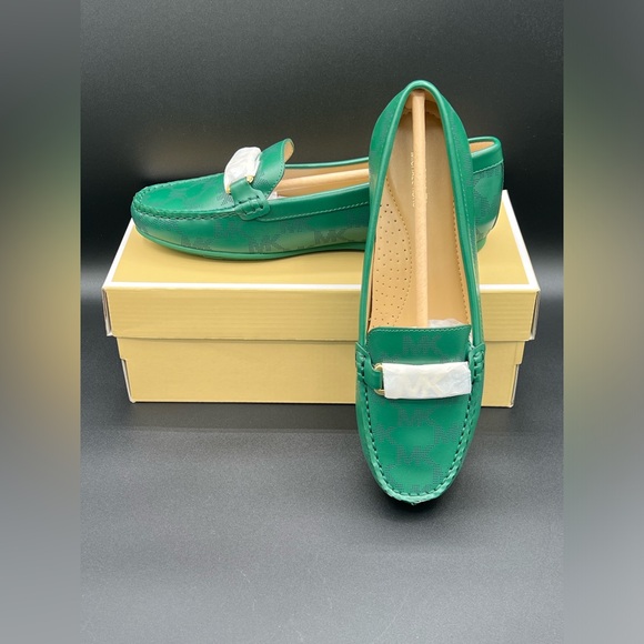 Michael Kors Camila Logo Moccasin Perforated Moccasin Jewel Green Women SZ 8 - Picture 6 of 9